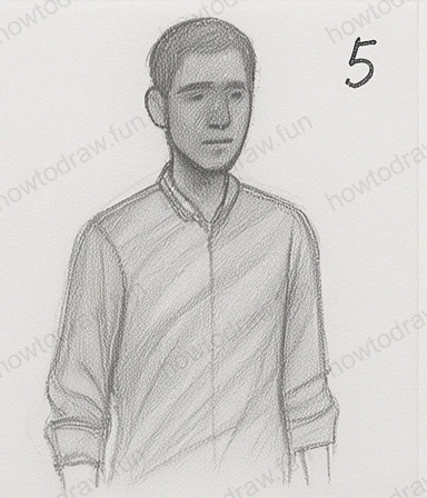 Step 5: Shading applied to the face and clothing for depth.