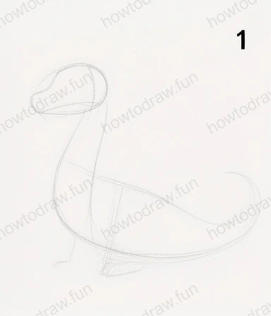 Basic shapes for the dragon body and head outlined.