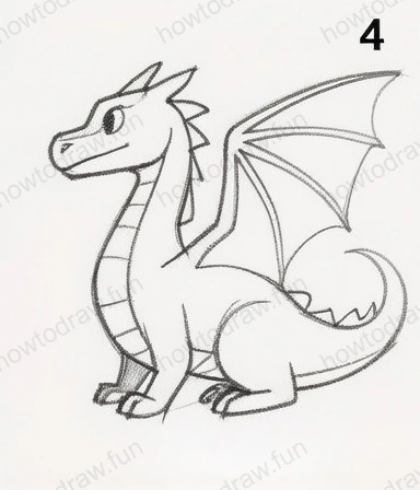 Refining the dragon's features and cleaning lines.