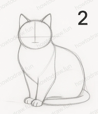 Refined outlines with added ears and legs for the cat.
