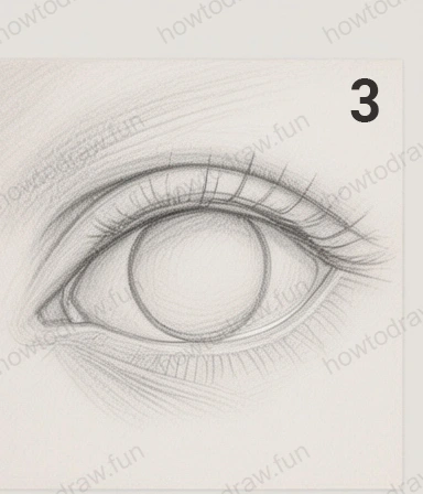 Step 3: Detail the iris and pupil with shading techniques.
