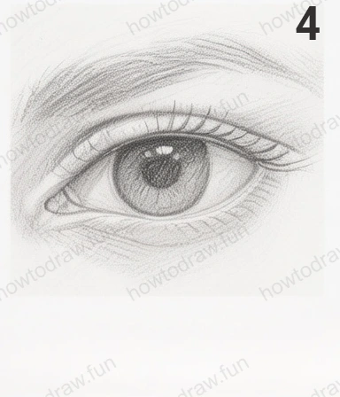 Step 4: Draw eyelashes and eyebrows for realism.