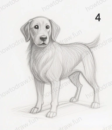 Enhanced fur details and shading around the dog's body.