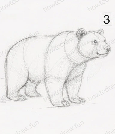 Detailed facial features and further refined limbs of the bear.