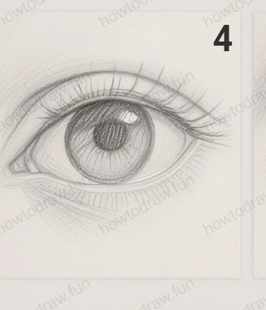 Step 4: Shade the area around the eye to create depth.