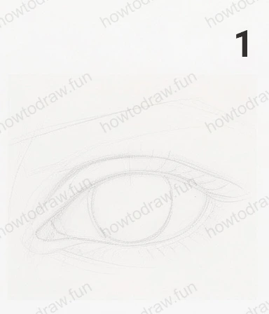 Step 1: Sketch the basic shape of the eye with light strokes.