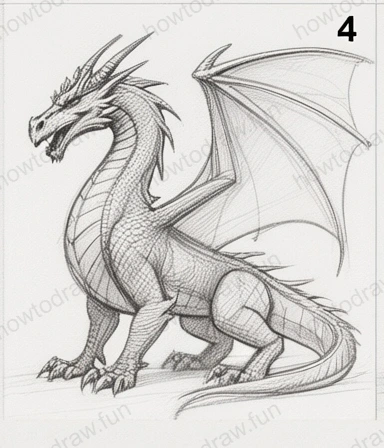 Shading applied to create depth in the dragon's body.