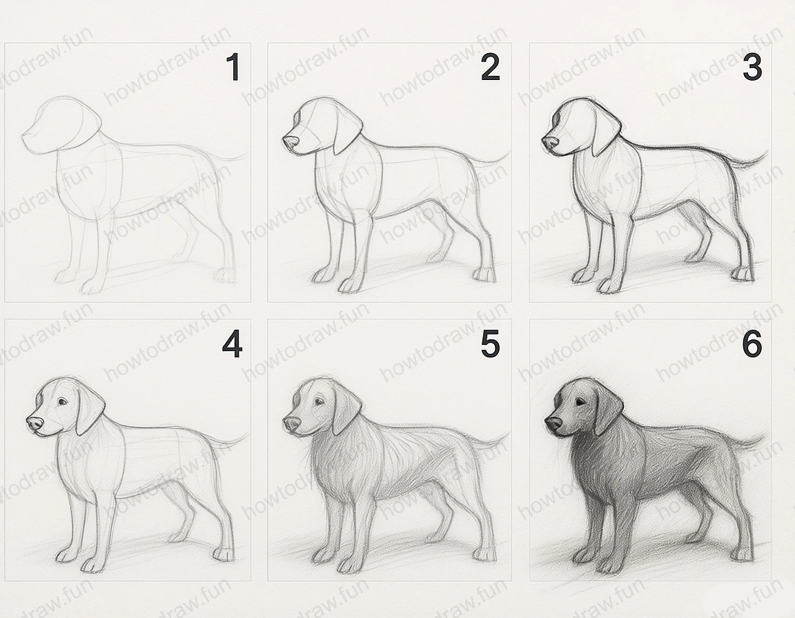 Completed drawing of a realistic dog showcasing details and shading.