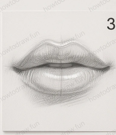 Shading added to create volume and depth in the lips.