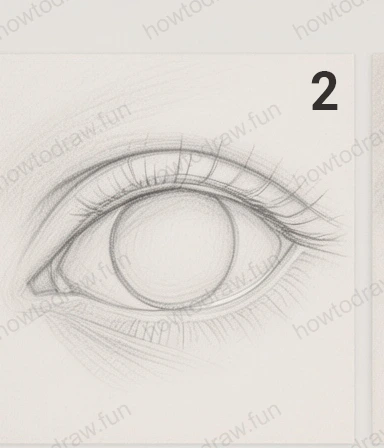 Step 2: Refine the eyelid shape and add initial eyelashes.