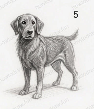 Added shadows and depth to the dog's body and legs.