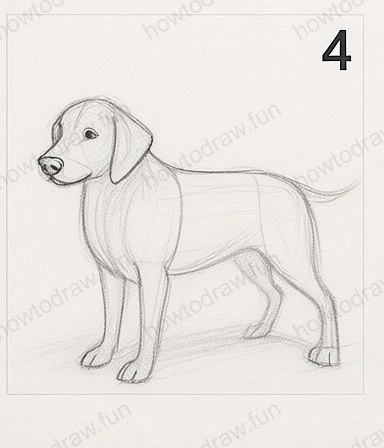 Step 4: Texturing fur details, solidifying leg and paw outlines.