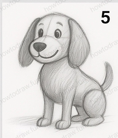 Step 5: Darkening outlines and adding texture.